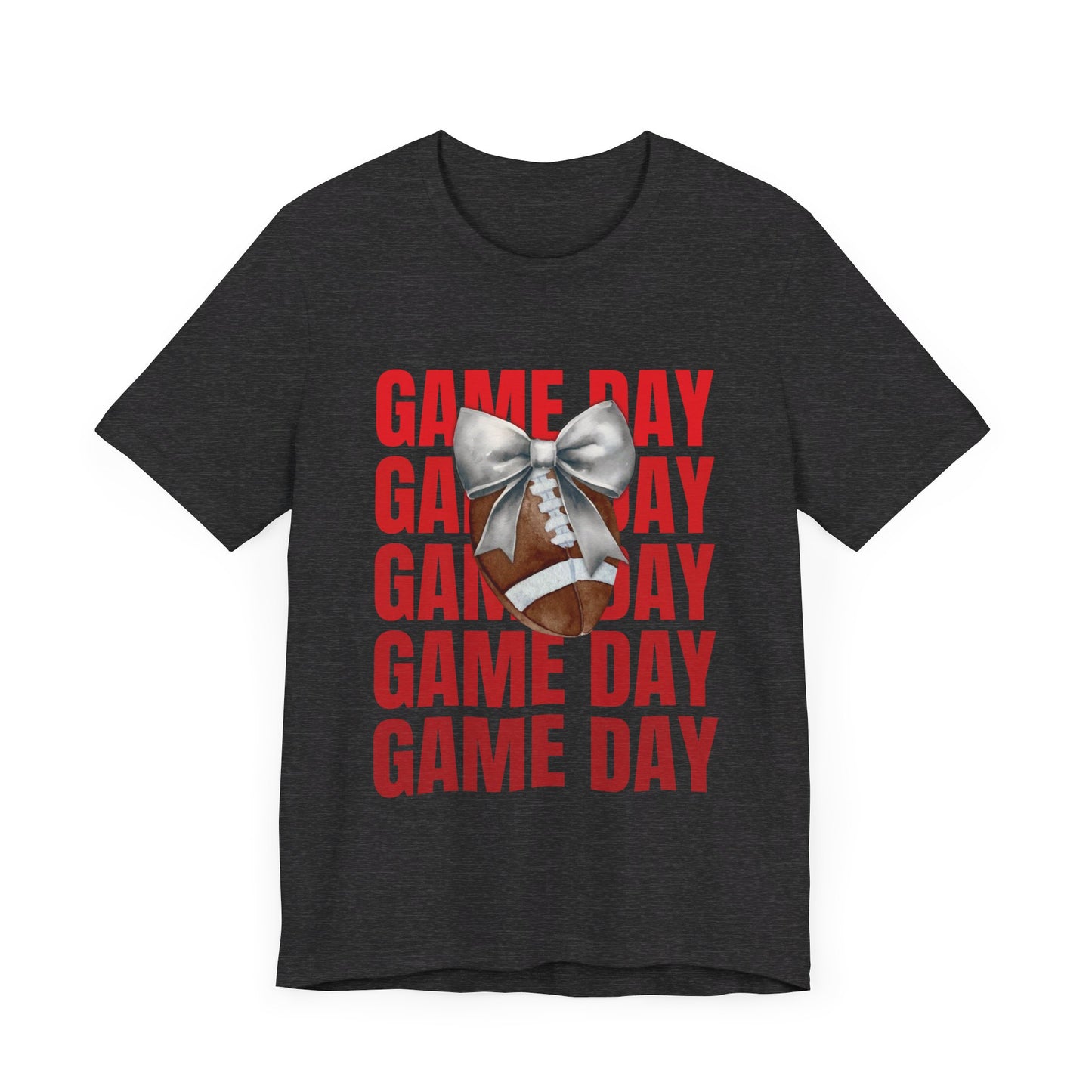 Black and Red Game Day Fall Football and Bow Unisex T-Shirt
