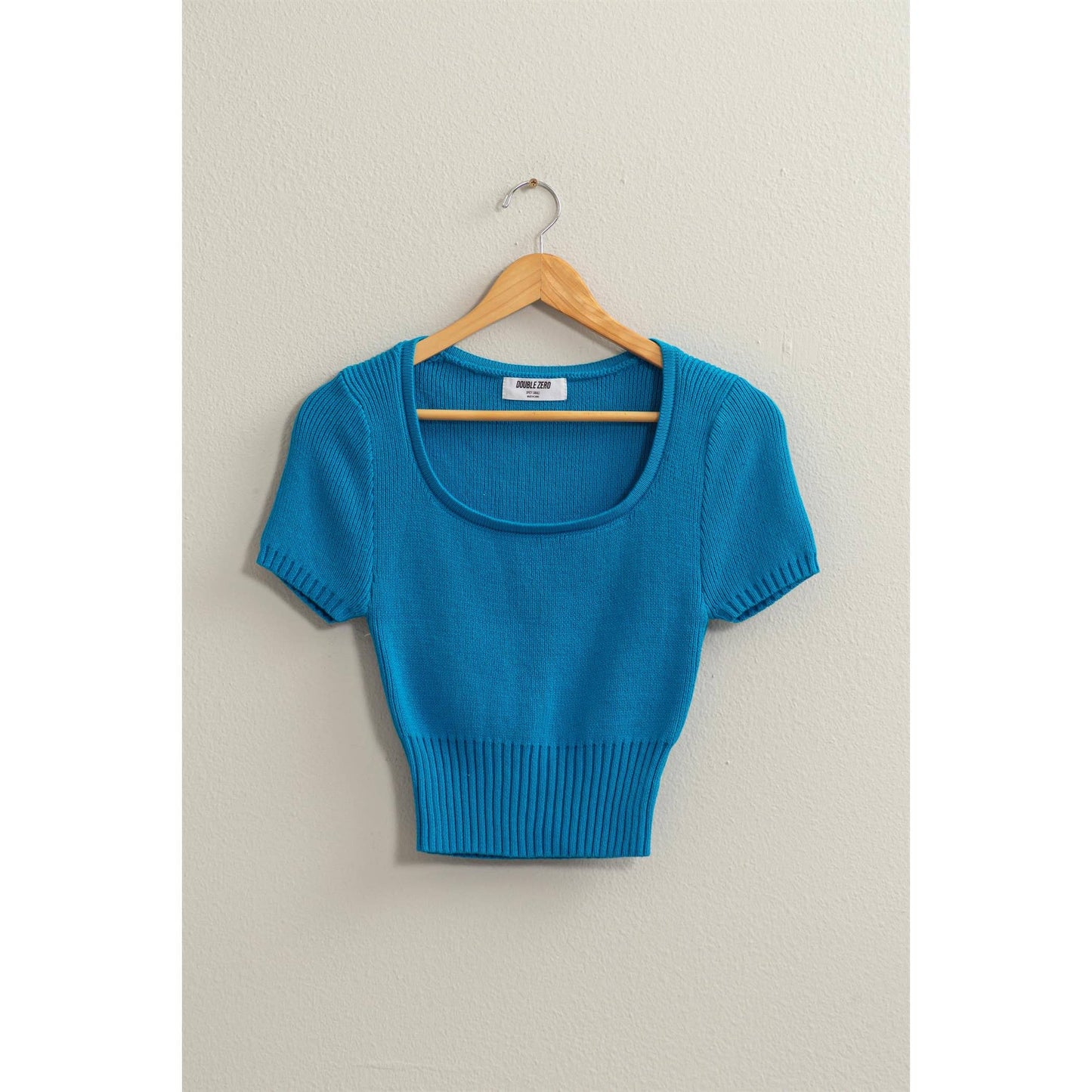 Turquoise Blue Scoop Neck Sweater Top