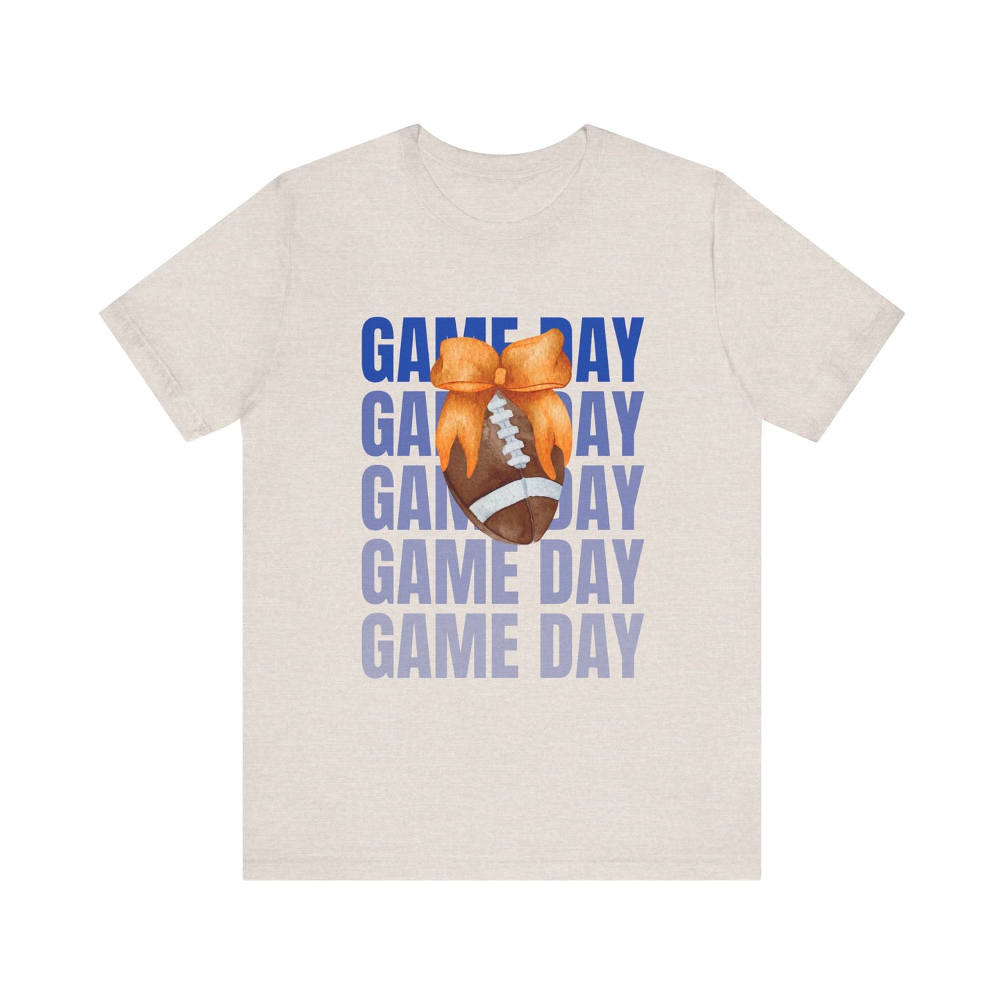 Orange and Blue Fall Game Day Football Bow Unisex Graphic T