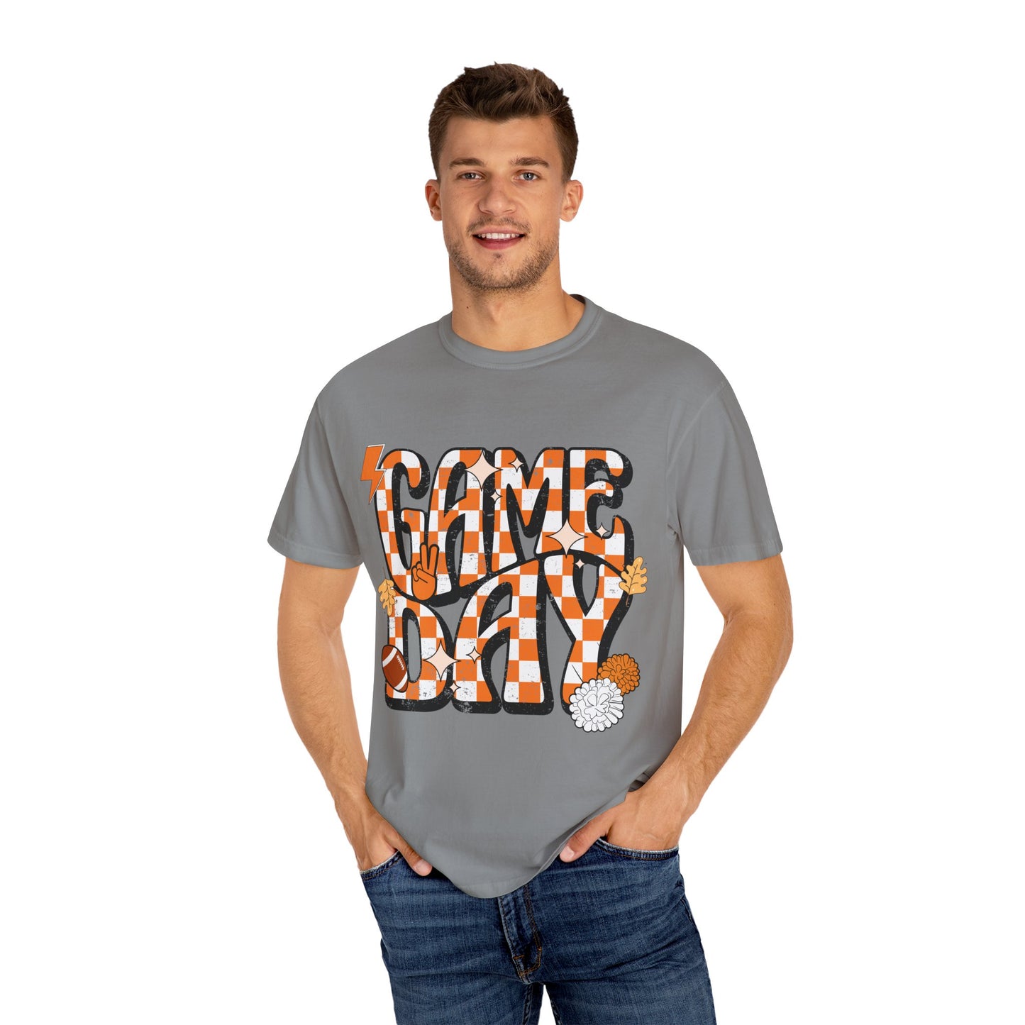 Checkered Game Day Unisex T-shirt Orange and White