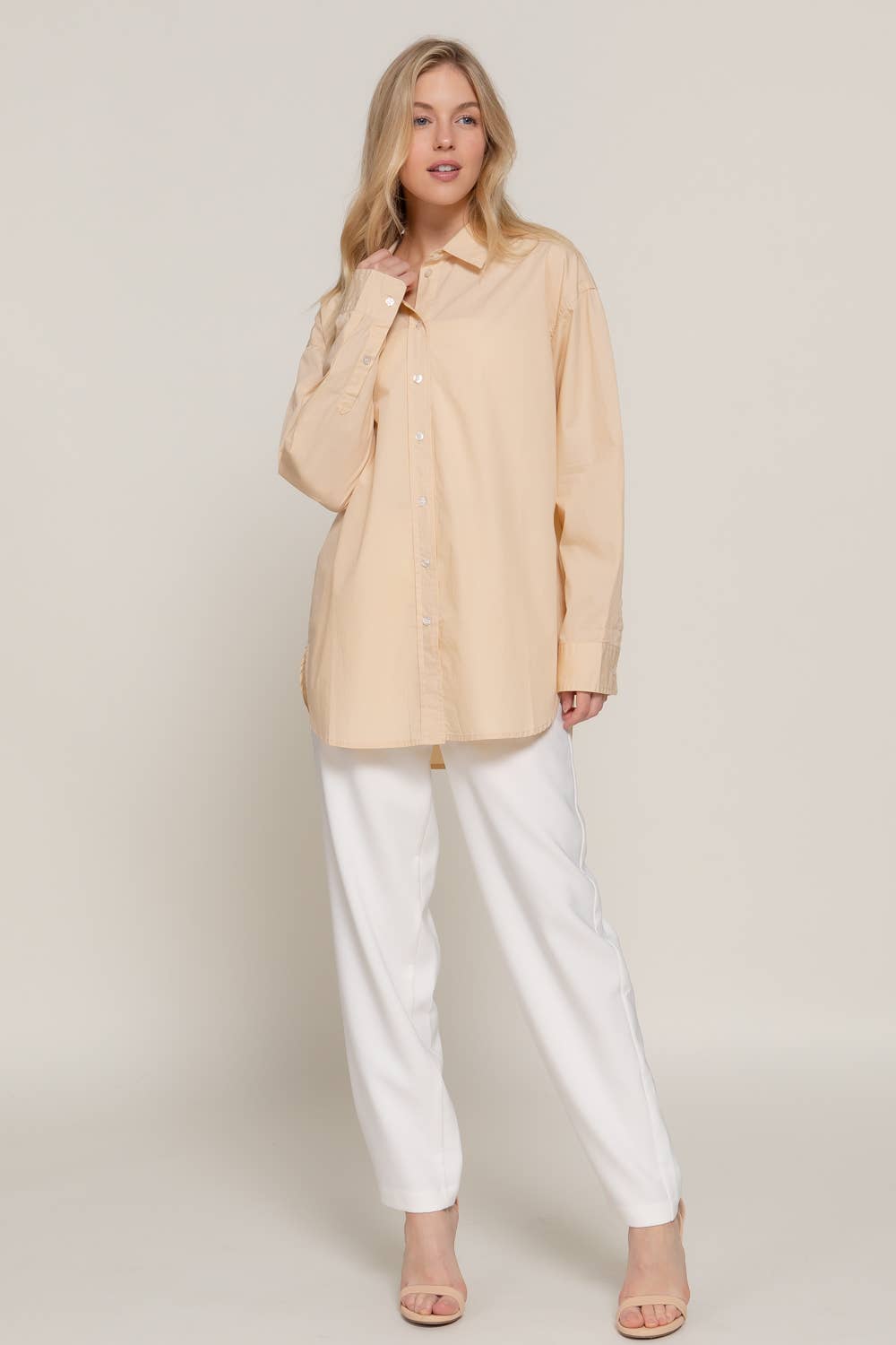Long Sleeve Loose Fit Button Down Shirt
