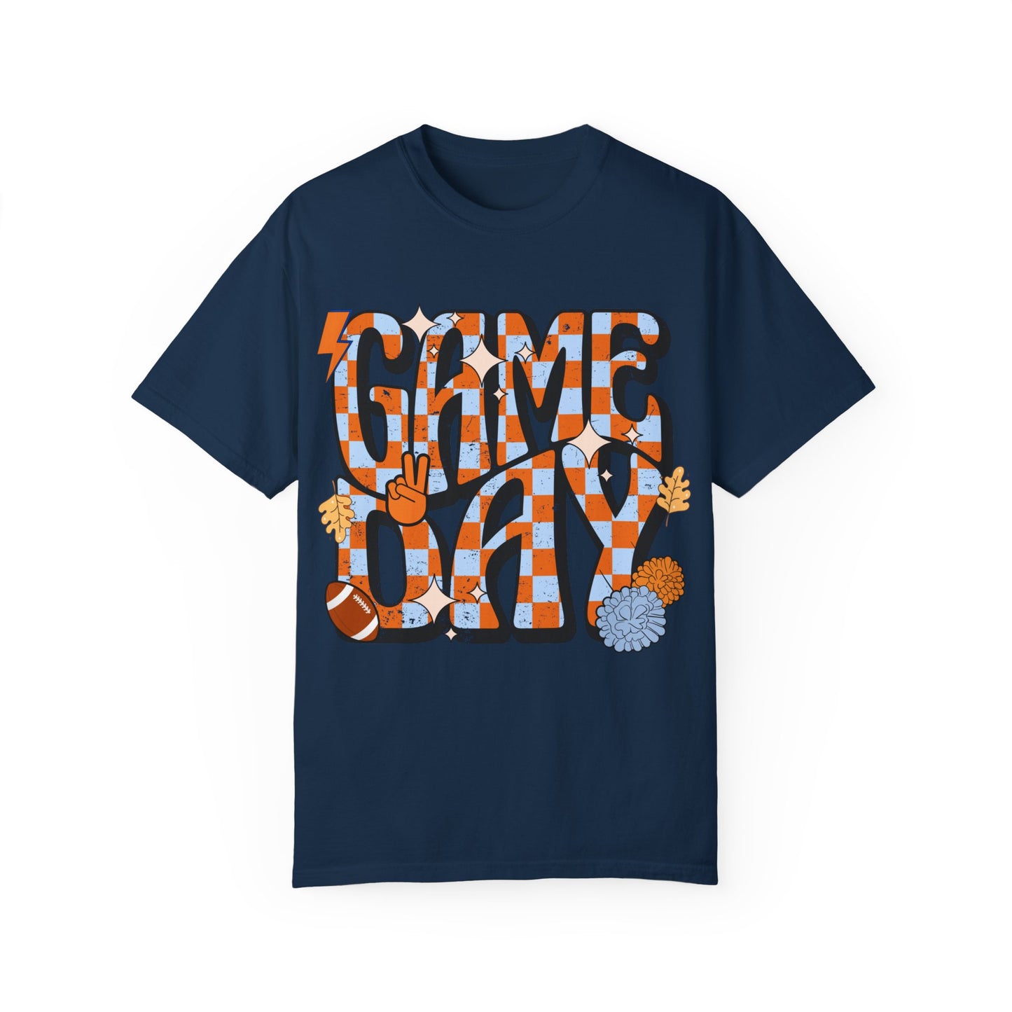 Checkered Game Day Unisex T-shirt Blue and Orange