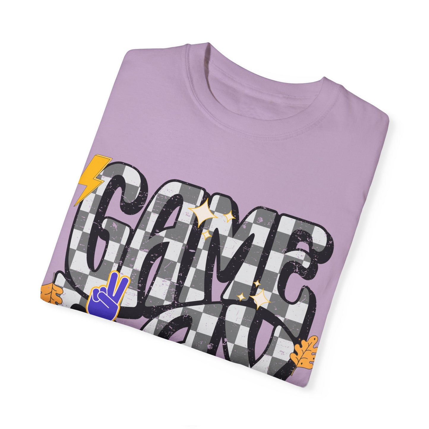 Checkered Game Day Unisex T-shirt Purple and Gold