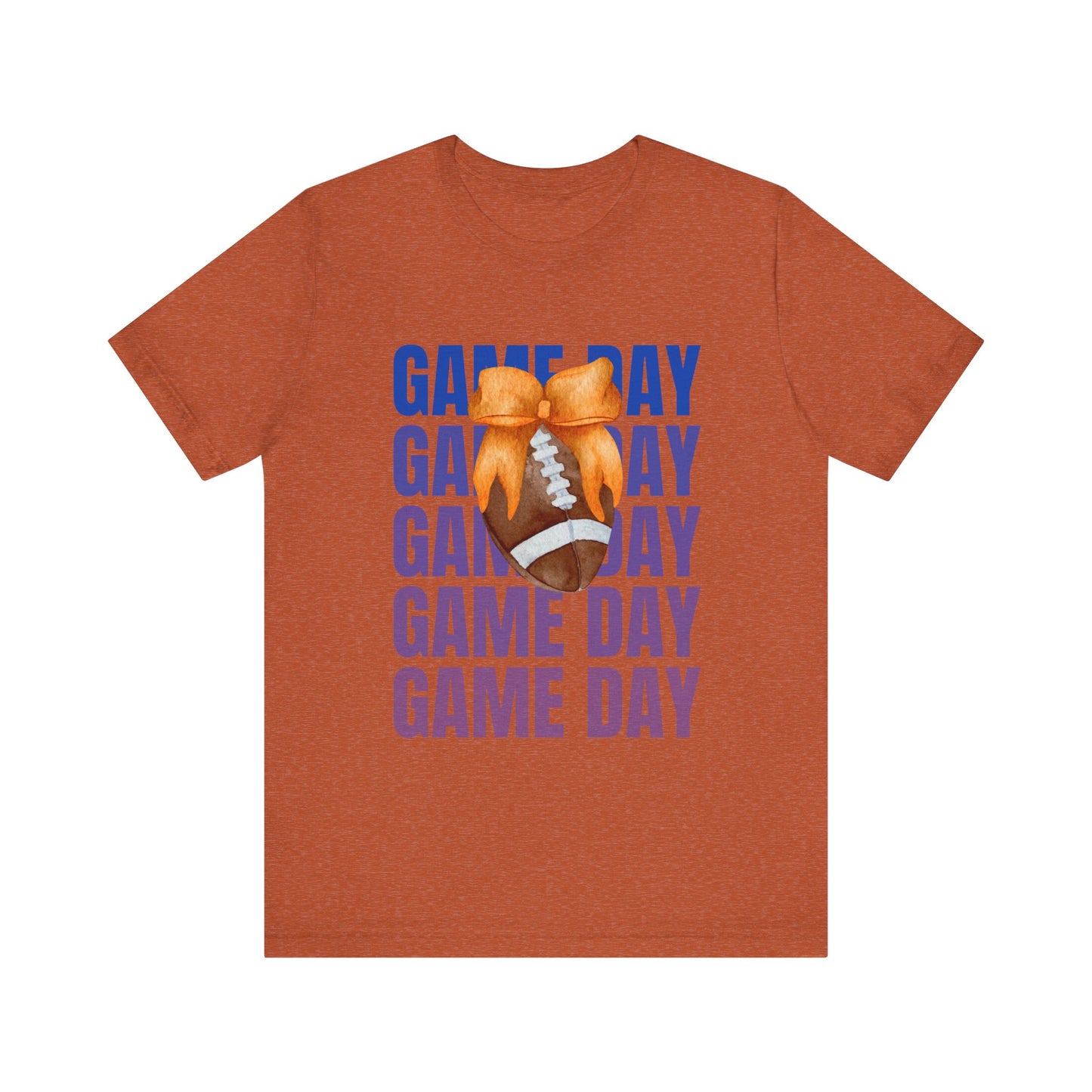 Orange and Blue Fall Game Day Football Bow Unisex Graphic T
