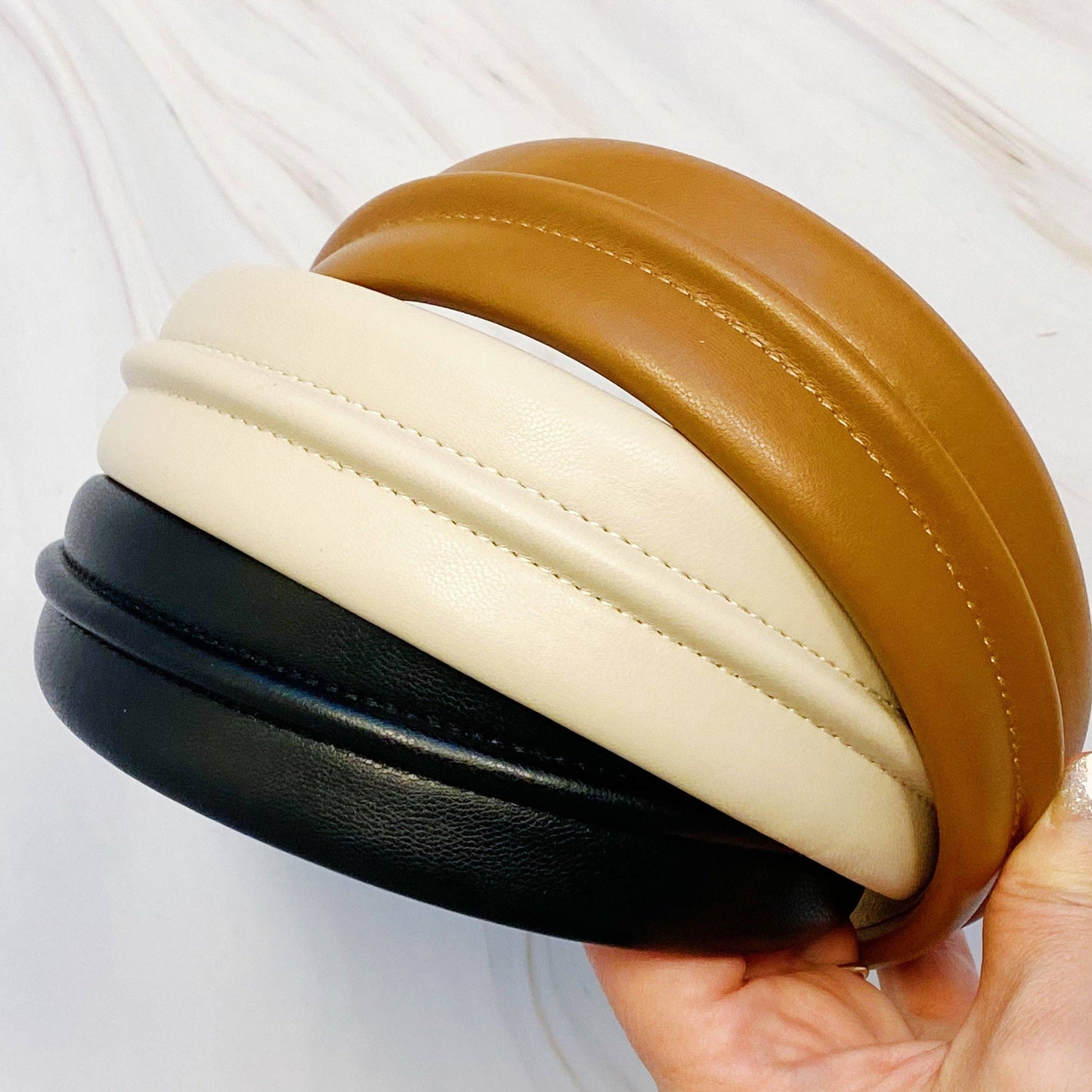 Classy Vegan Leather Headband: Black, Brown, or Cream
