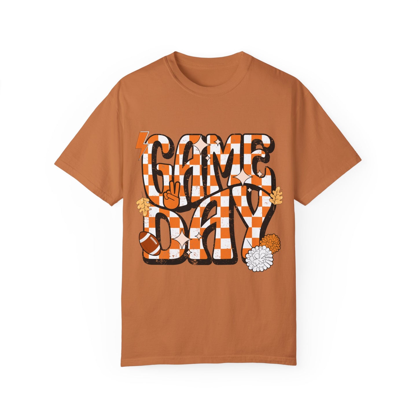 Checkered Game Day Unisex T-shirt Orange and White