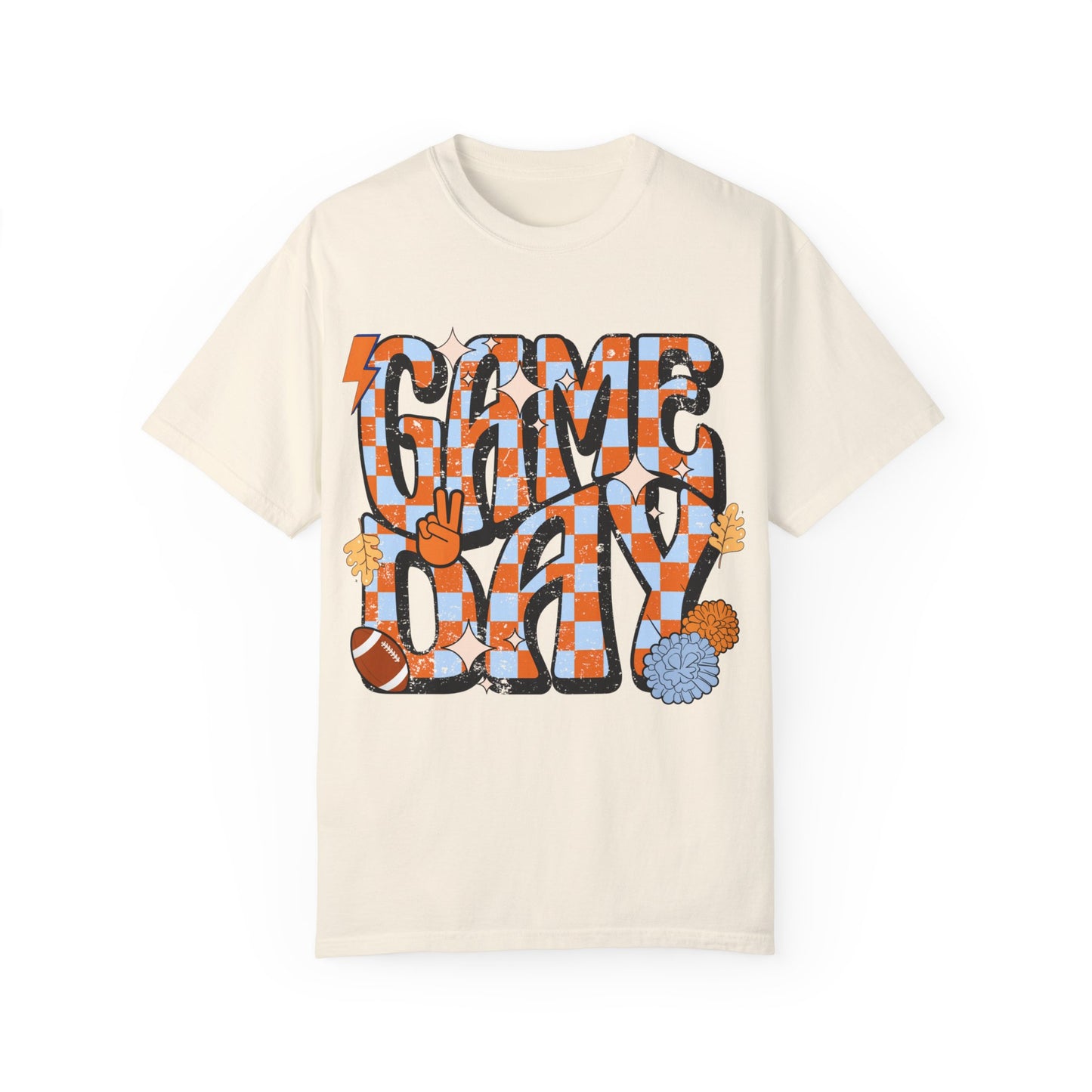 Checkered Game Day Unisex T-shirt Blue and Orange
