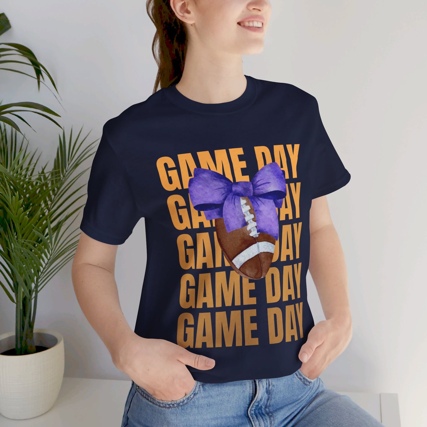 Purple and Gold Unisex Football Themed Fall Game Day Shirt