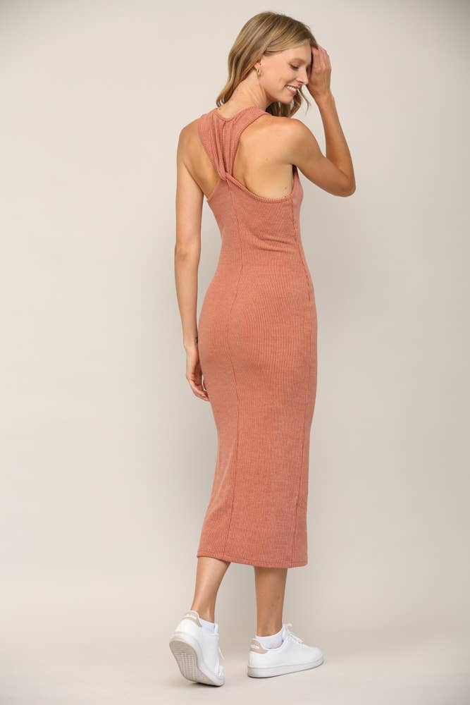 Looped Racer Back Ribbed Dress