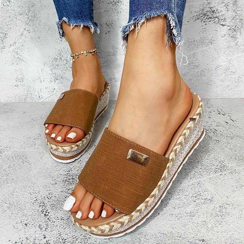 Summer Boho Style Trendy Wedge Sandals : US SIZE 5 - 11 Brown