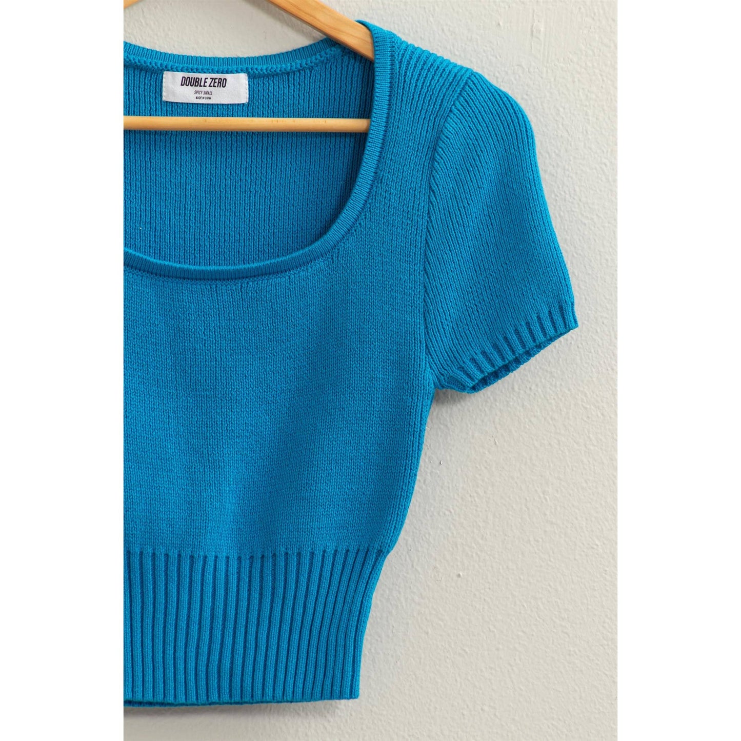 Turquoise Blue Scoop Neck Sweater Top