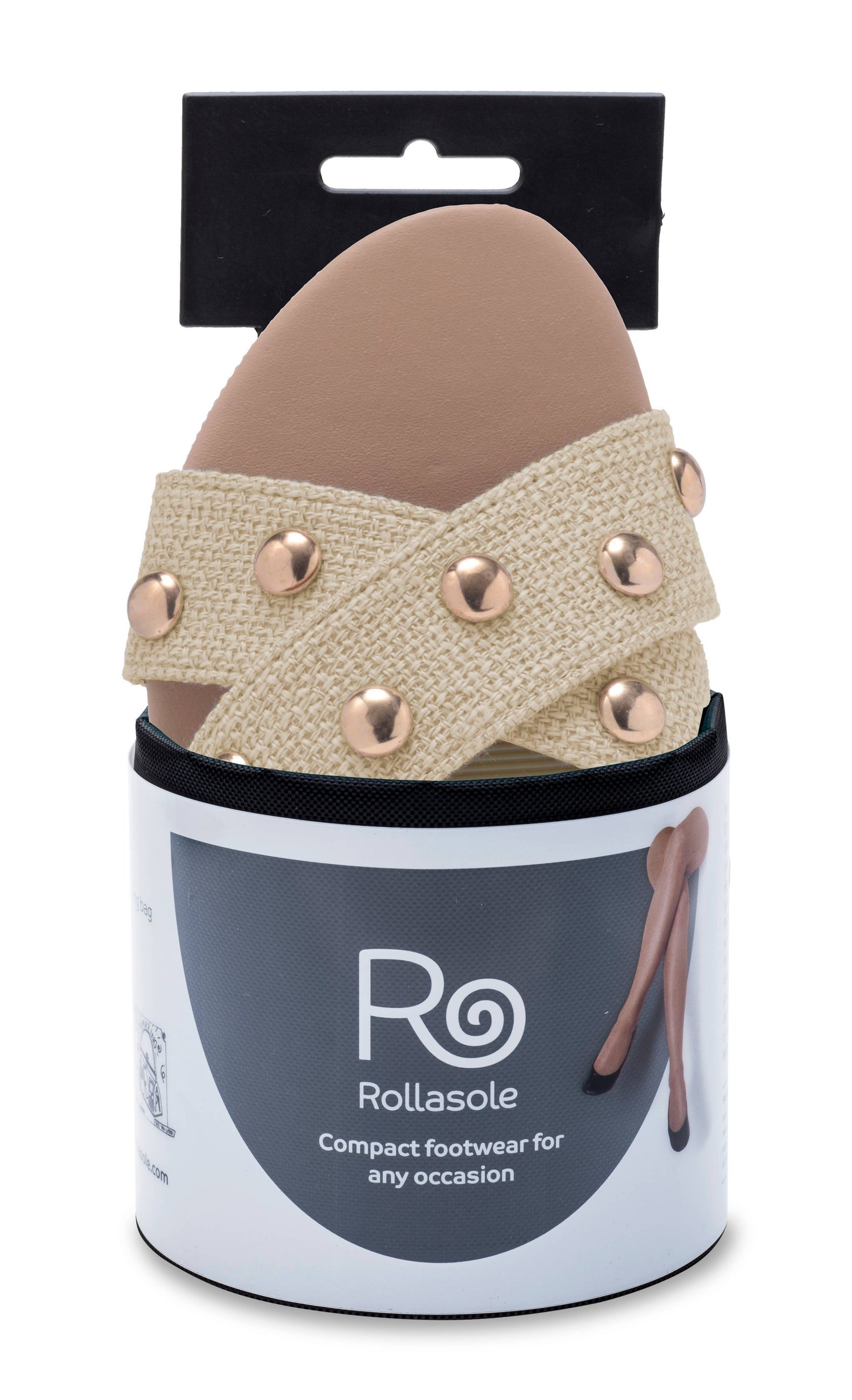 Linen Studded Foldable Sandals
