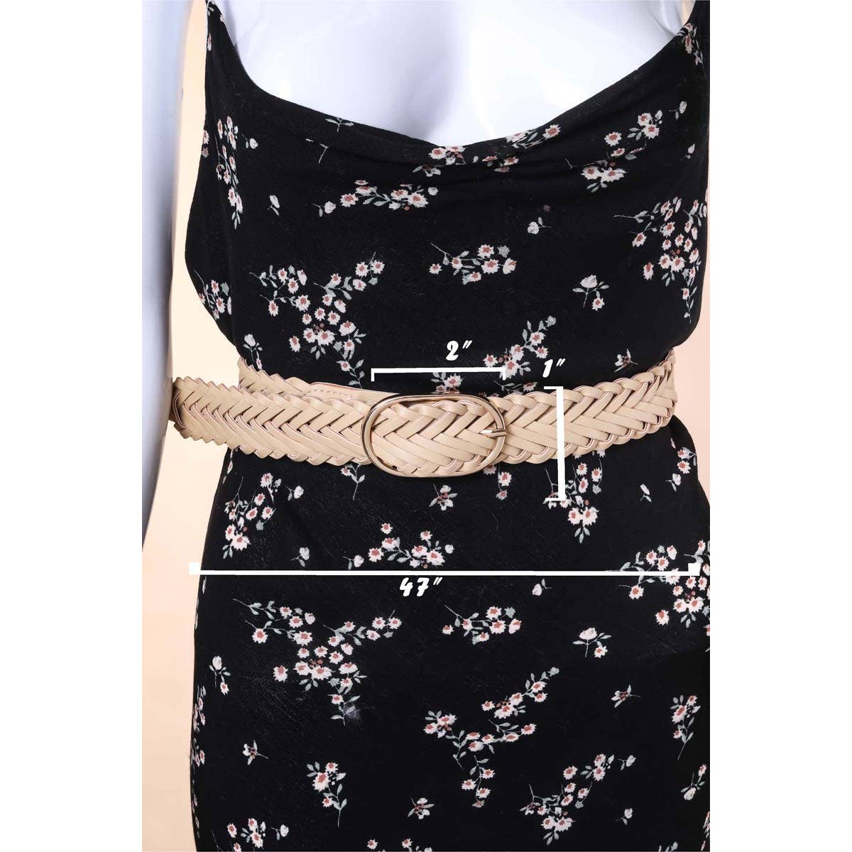 Braided Faux Leather Oval Buckle Belt: BR