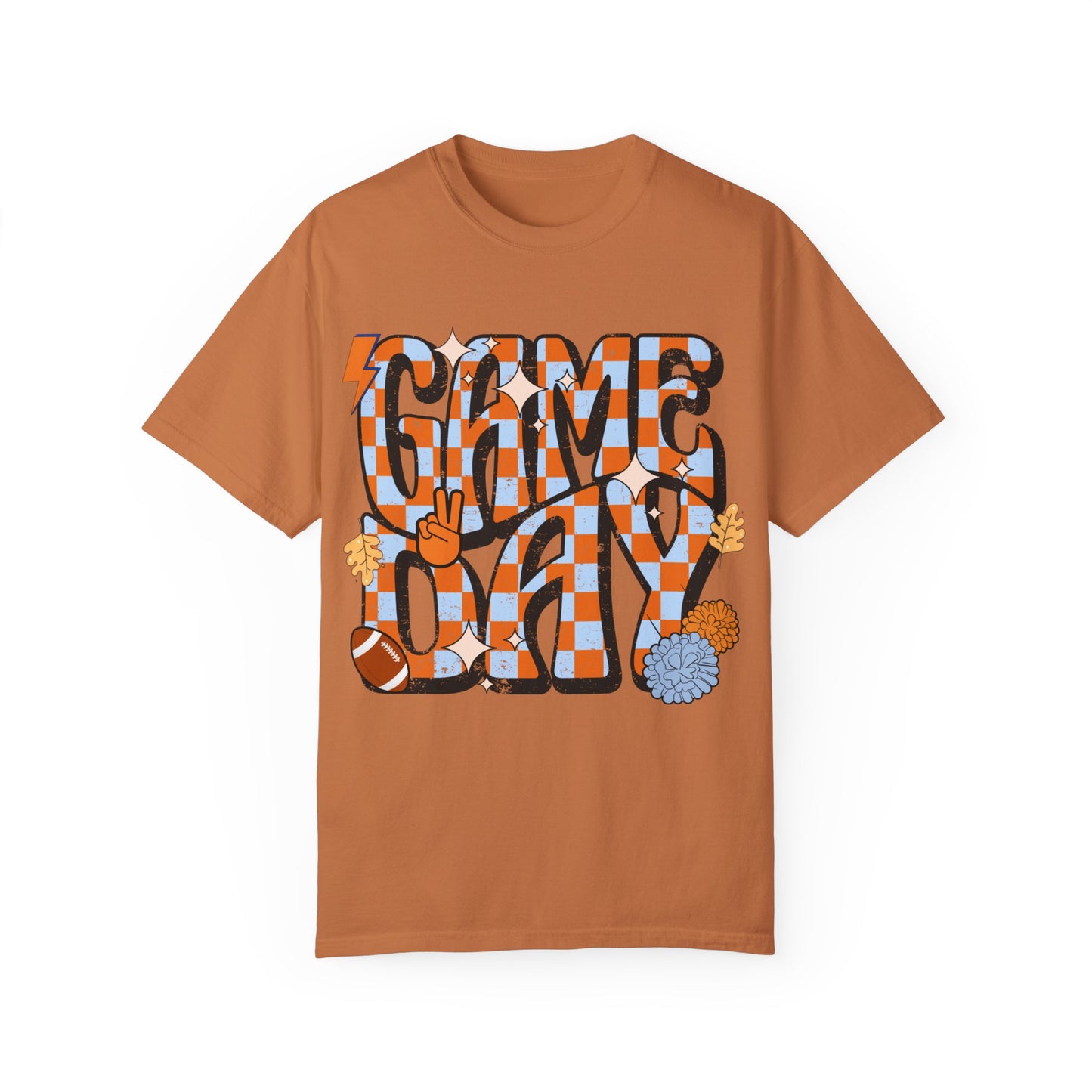 Checkered Game Day Unisex T-shirt Blue and Orange