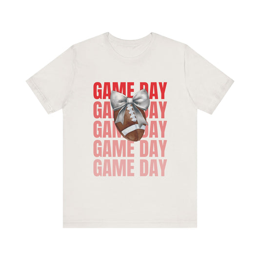 Black and Red Game Day Fall Football and Bow Unisex T-Shirt