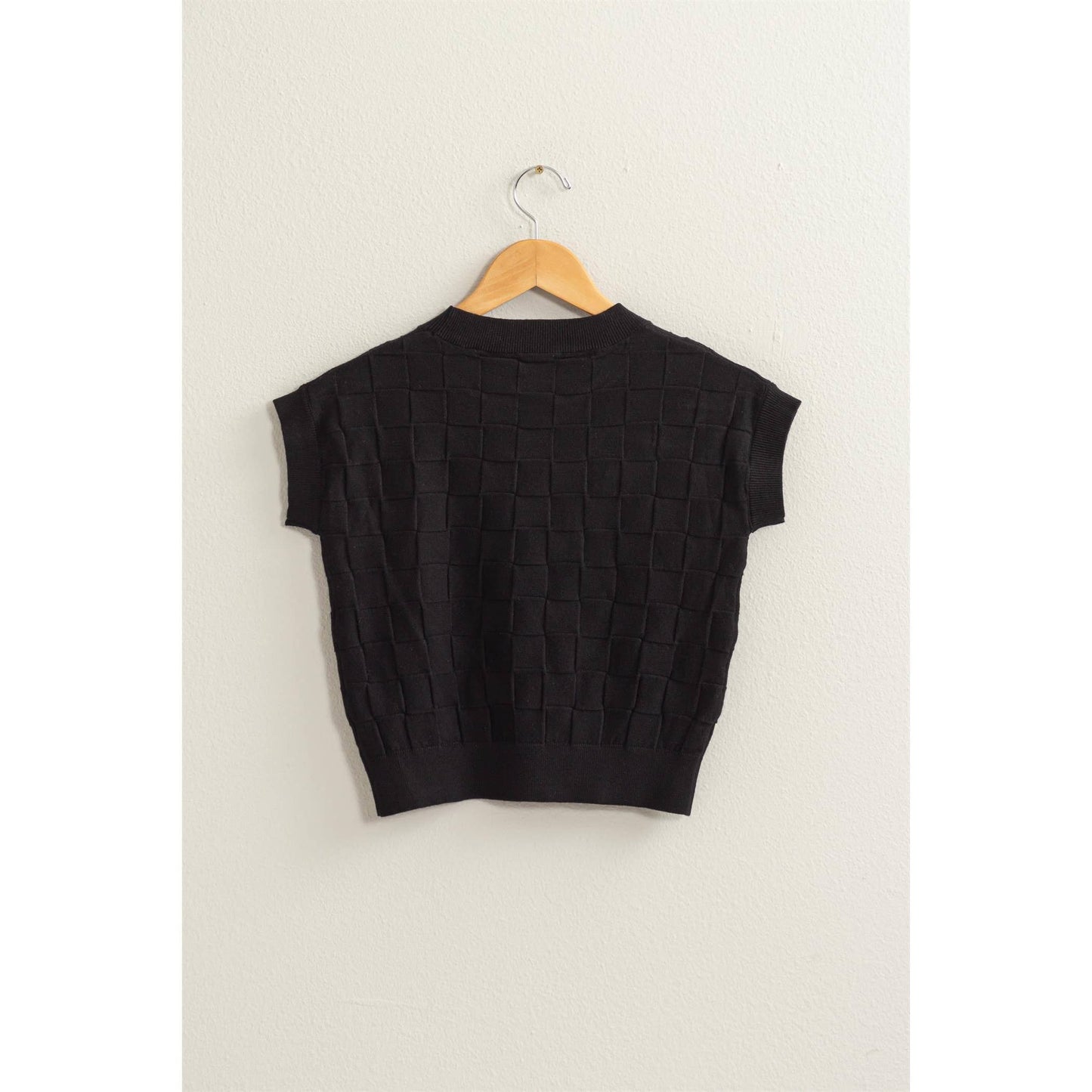 Black Basketweave Cropped Top