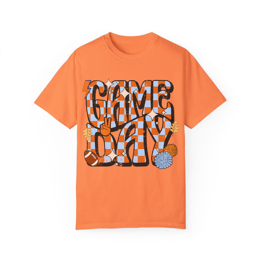 Checkered Game Day Unisex T-shirt Blue and Orange