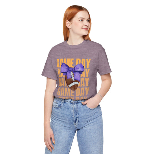 Purple and Gold Unisex Football Themed Fall Game Day Shirt