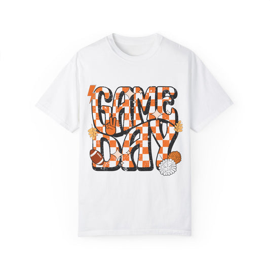 Checkered Game Day Unisex T-shirt Orange and White