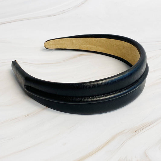Classy Vegan Leather Headband: Black, Brown, or Cream