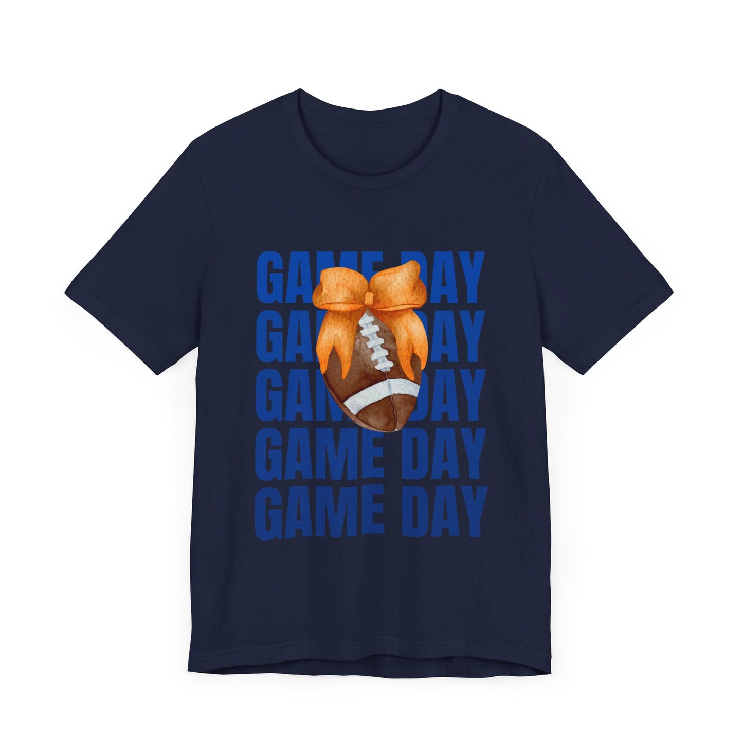 Orange and Blue Fall Game Day Football Bow Unisex Graphic T