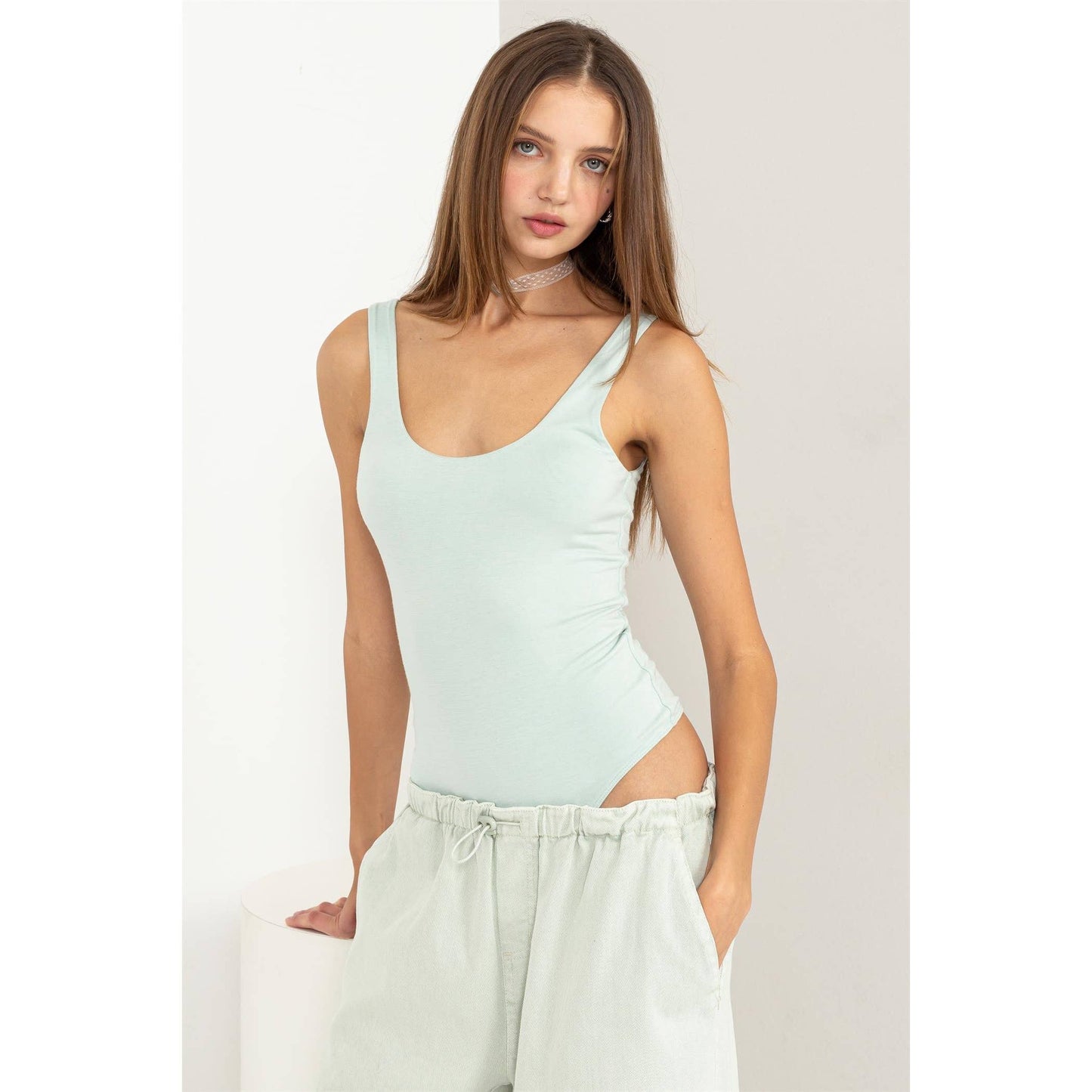 Mint Scoop Neck Bodysuit Tank