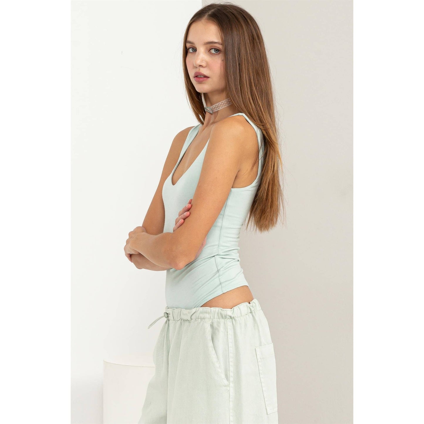 Mint Scoop Neck Bodysuit Tank