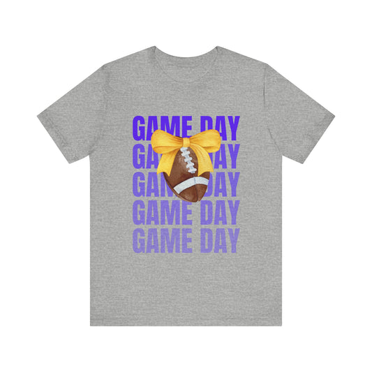 Gold and Purple Unisex Football Themed Fall Game Day Shirt