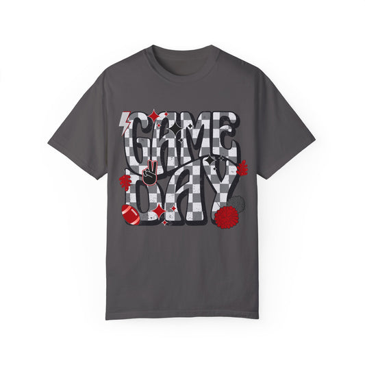 Checkered Game Day Unisex T-shirt Black and Red