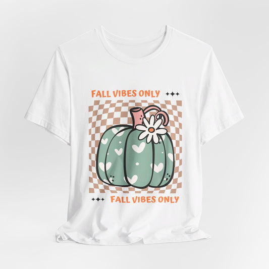 Fall Vibes Only Teal Pumpkin Retro Graphic T-Shirt