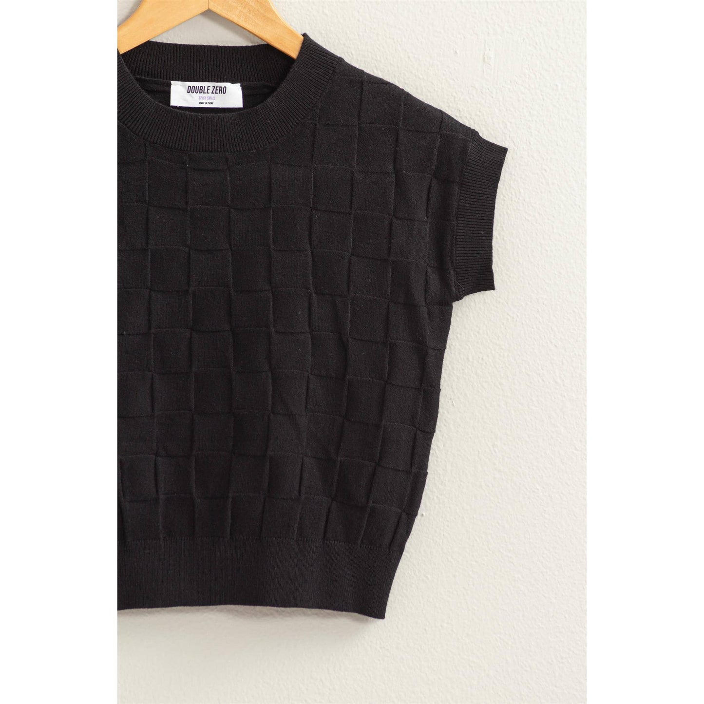 Black Basketweave Cropped Top
