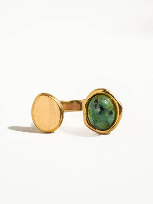 Green Orion Non-Tarnish Boho Adjustable Ring with Statement Stone