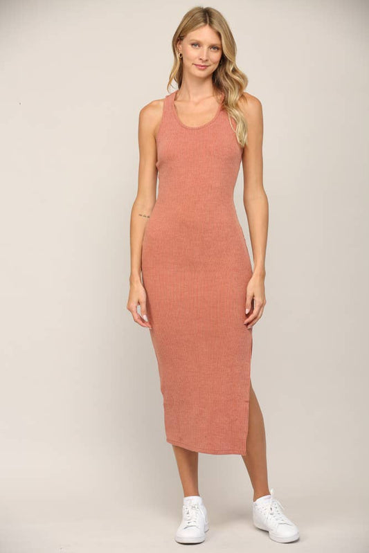 Looped Racer Back Ribbed Dress