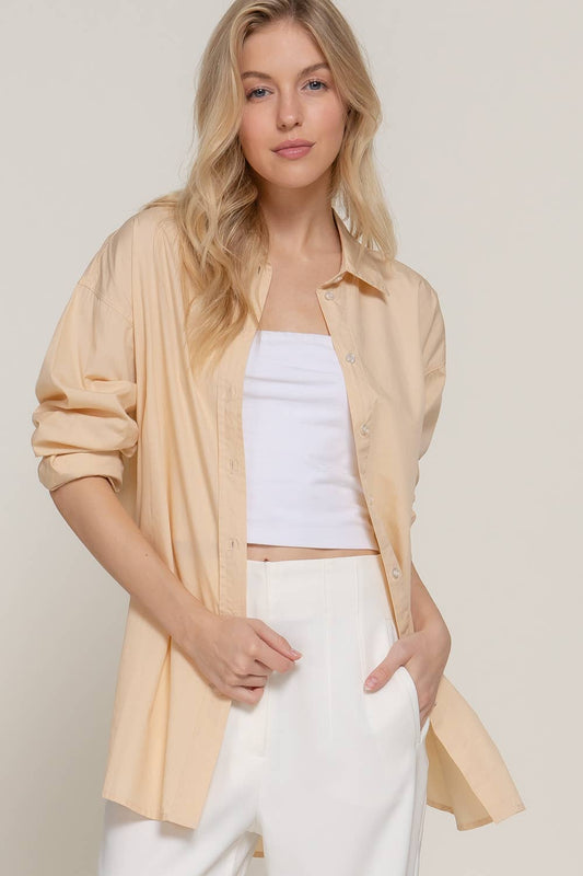Long Sleeve Loose Fit Button Down Shirt